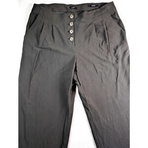Loft Pants Women's High Waist Wide Leg Olive Green Button Front‎ Size 14  Career